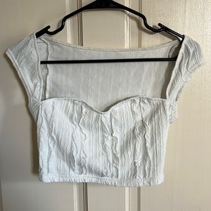 White Cropped Cap Sleeve Shirt